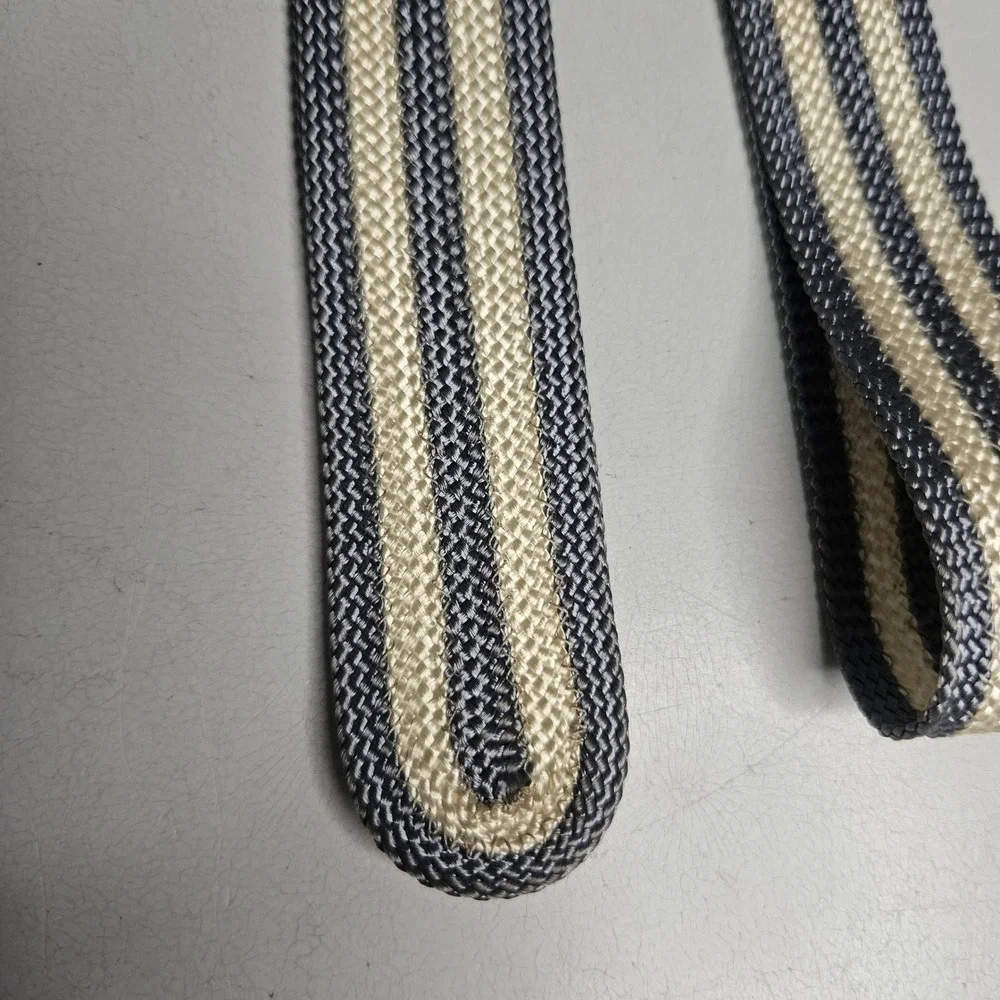Vintage Rikes Dayton Mens Knit‎ Tie Blue Cream Striped Square End Skinny 60s